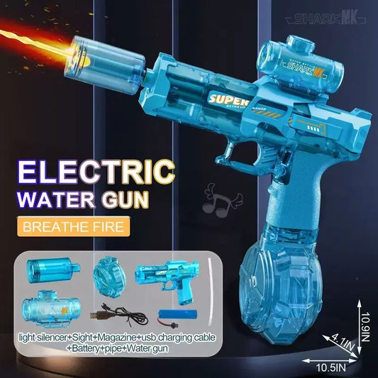 Adult and Children'S Electric Water Guns, Summervibes,Automatic High-Power Water Guns, Swimming Pool Toys,Summervibes,Beach Electric Water Guns, Realistic Muzzle Flames.